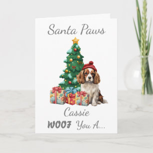 Customizable Christmas Dog Cavalier Spaniel Card