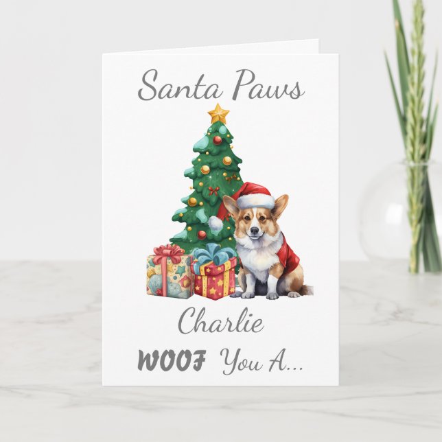 Customizable Christmas Dog Corgi  Holiday Card (Front)