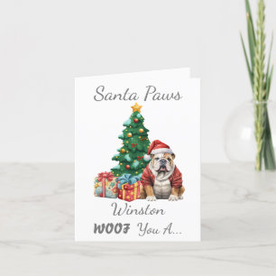 Customizable Christmas Dog English Bulldog Holiday Card