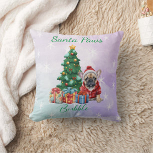 Customizable Christmas Dog French Bulldog Throw Pillow