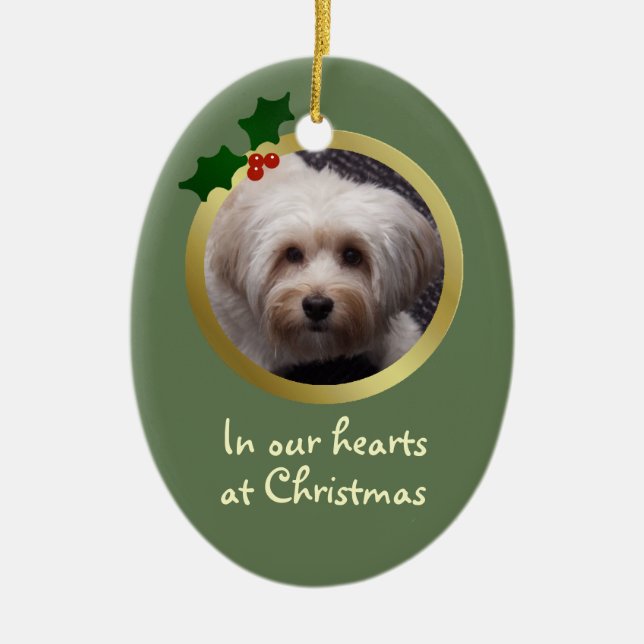 Customizable Christmas Dog Memorial Ornament (Front)