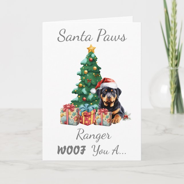Customizable Christmas Dog Rottweiler Holiday Card (Front)