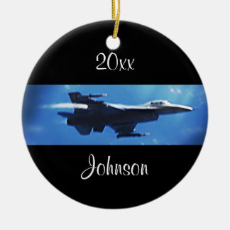 Customizable Christmas F16 Falcon Fighter Jet Ceramic Ornament