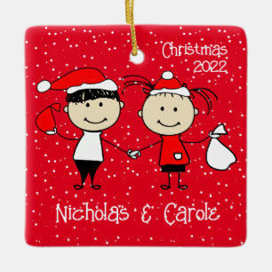 Customizable Christmas for Couples Fun Holiday Ceramic Ornament
