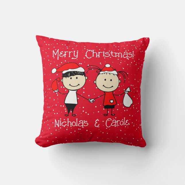 Customizable Christmas for Couples Fun Holiday Throw Pillow (Front)
