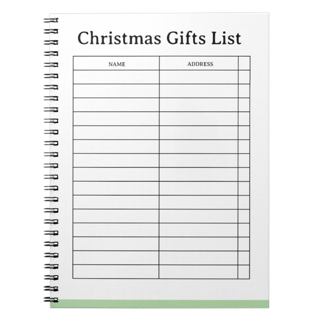 Customizable Christmas Gift List Pad Notebook (Front)