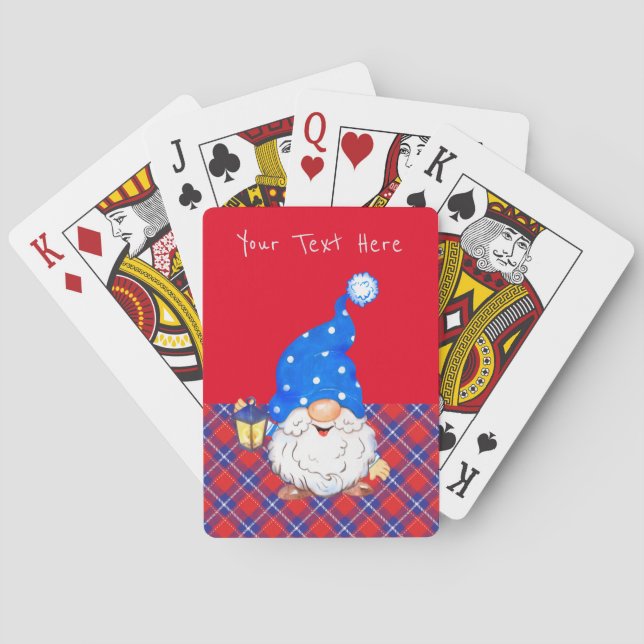 Customizable Christmas Gnome Design Playing Cards (Back)