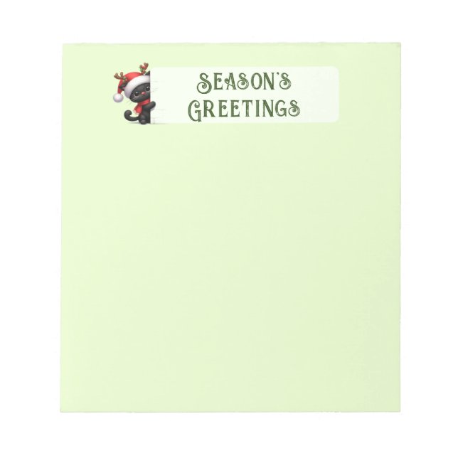 Customizable Christmas Greetings  Cute Cat Notepad (Front)