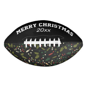 Customizable Christmas Holly Pattern Football