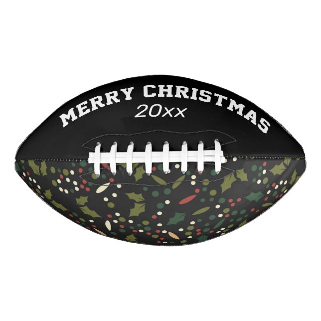 Customizable Christmas Holly Pattern Football (Front)