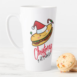 Customizable Christmas Hotdog cartoon Latte Mug