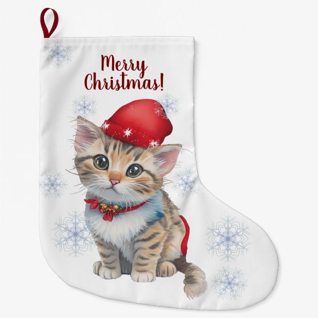Customizable Christmas Kitten Stocking (Front)