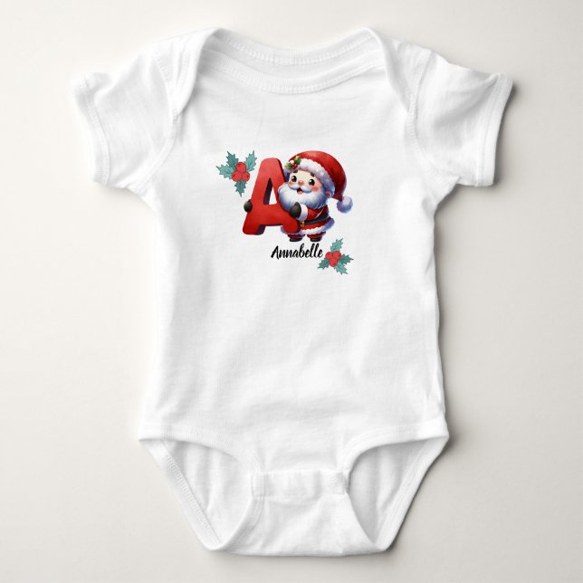 Customizable Christmas Name Initial Bodysuit (Front)