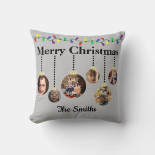 Customizable Christmas Ornament Throw Pillow