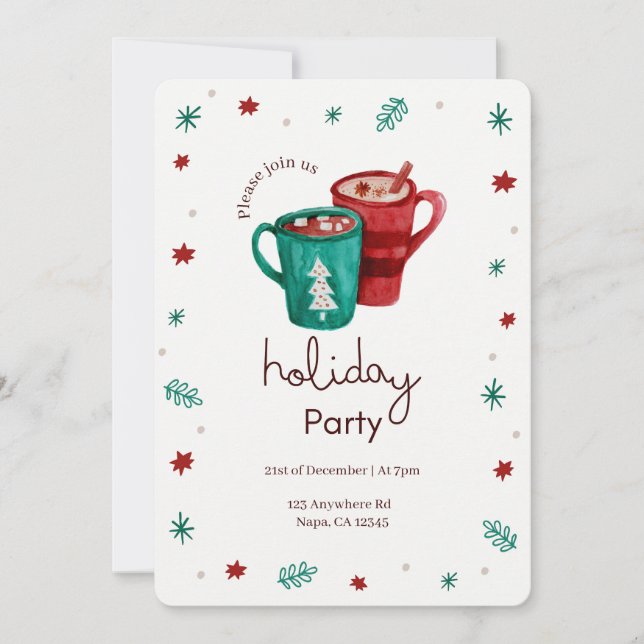 Customizable Christmas Party Hot Coco Snowflakes  Invitation (Front)