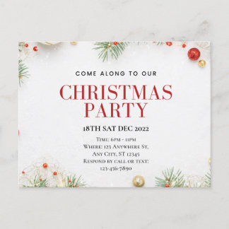 Customizable Christmas Party Postcard