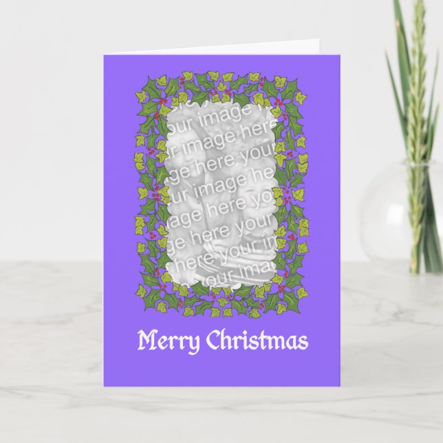 Customizable Christmas Photo Card - Holly Border (Front)