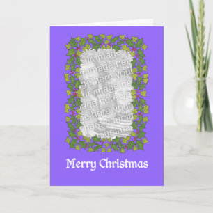 Customizable Christmas Photo Card - Holly Border
