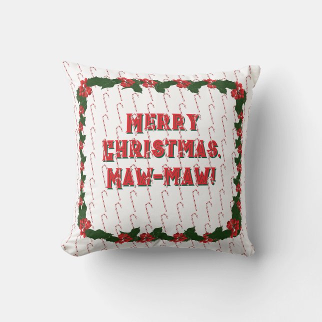Customizable Christmas Photo Throw Pillow (Front)