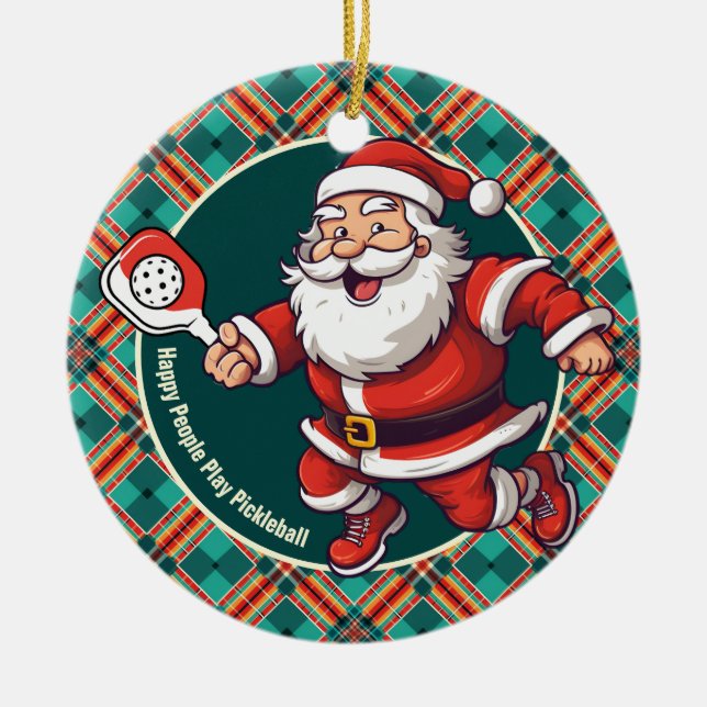 Customizable 🎅Christmas pickleball   Ceramic Ornament (Front)