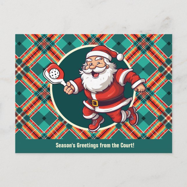 Customizable 🎅Christmas pickleball   Holiday Postcard (Front)