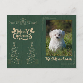 Customizable Christmas Postcard with Gold Trees