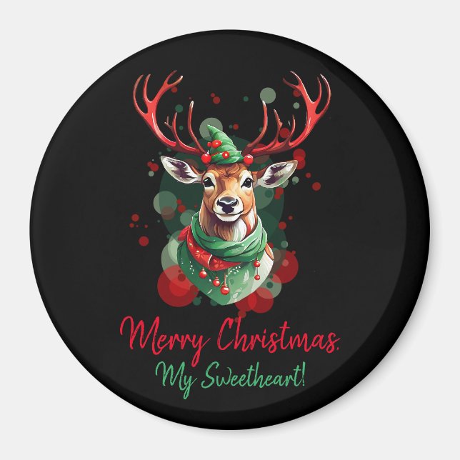 Customizable Christmas Reindeer Magnet (Front)