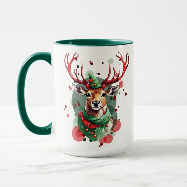 Customizable Christmas Reindeer Mug (Left)