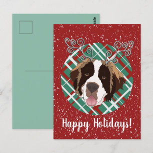 Customizable Christmas Saint Bernard  Postcard