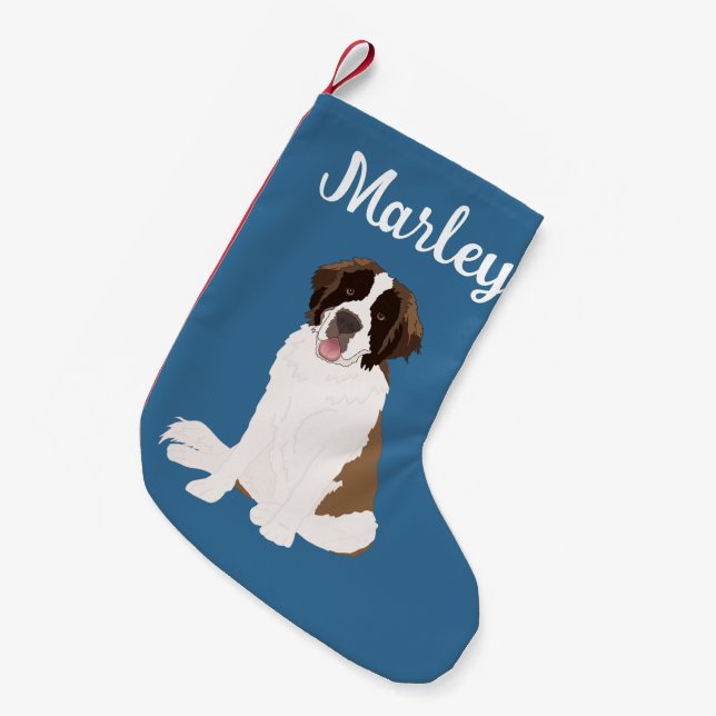 Customizable Christmas Saint Bernard Small Christmas Stocking (Front (Hanging))