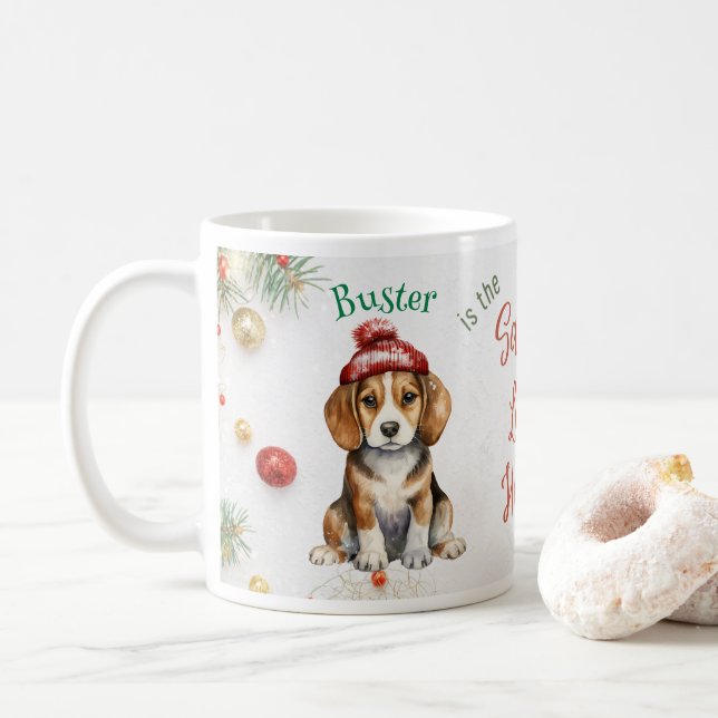 Customizable Christmas Santa Beagle Coffee Mug (With Donut)