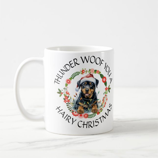 Customizable Christmas Santa Dog Coffee Mug (Left)
