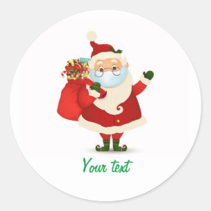 Customizable Christmas Santa wearing mask glasses Classic Round Sticker