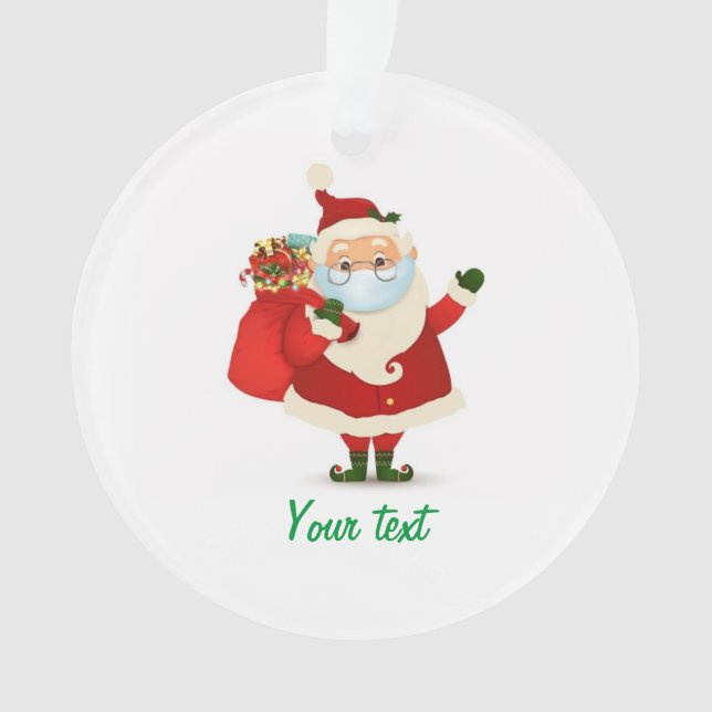Customizable Christmas Santa wearing mask glasses Ornament (Front)