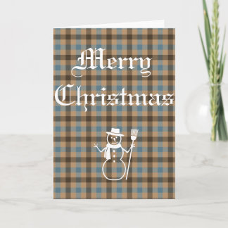 Customizable Christmas Scottish Tartan snowman Holiday Card