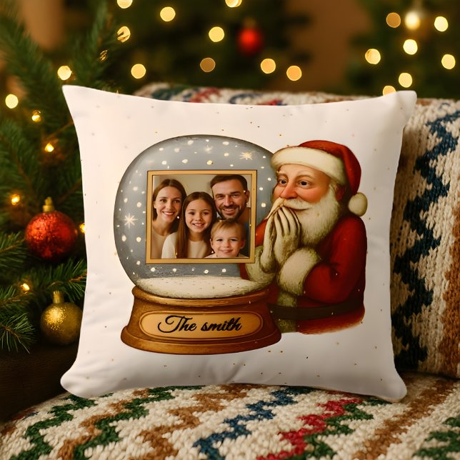 Customizable Christmas Snow Globe Throw Pillow (Creator Uploaded)