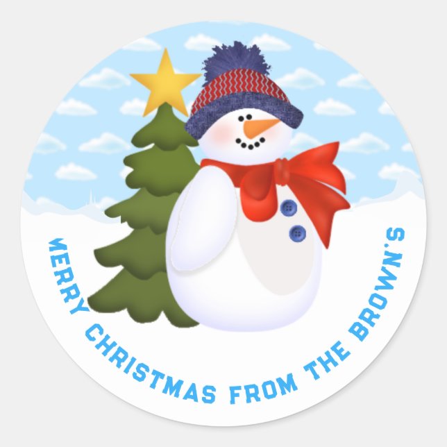 Customizable  Christmas Snowman Stickers (Front)