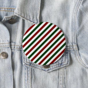 Customizable Christmas Stripes 4 Inch Round Button