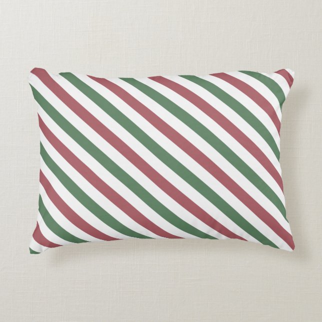 Customizable Christmas Stripes Accent Pillow (Front)
