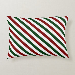 Customizable Christmas Stripes Accent Pillow