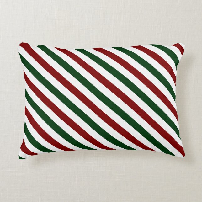 Customizable Christmas Stripes Accent Pillow (Front)
