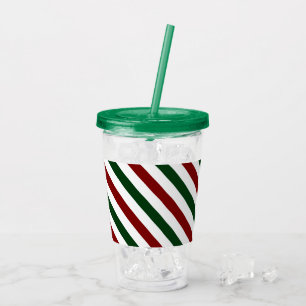 Customizable Christmas Stripes Acrylic Tumbler