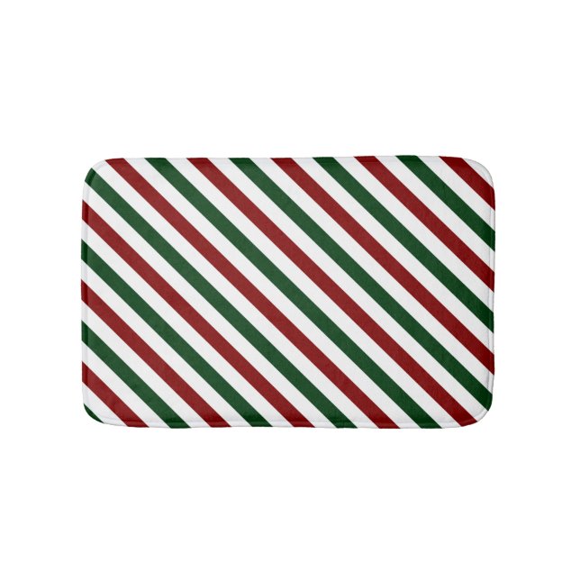 Customizable Christmas Stripes Bath Mat (Front)