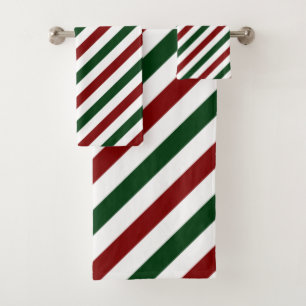 Customizable Christmas Stripes Bath Towel Set