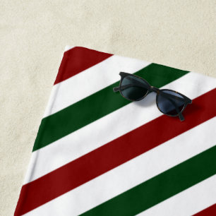 Customizable Christmas Stripes Beach Towel