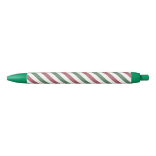 Customizable Christmas Stripes Black Ink Pen