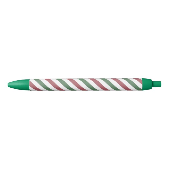 Customizable Christmas Stripes Black Ink Pen (Front)