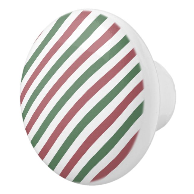 Customizable Christmas Stripes Ceramic Knob (Right)