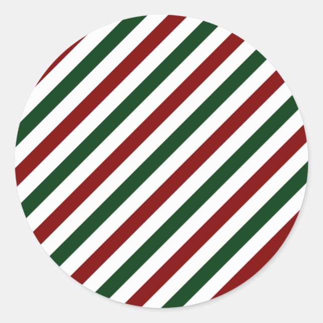 Customizable Christmas Stripes Classic Round Sticker (Front)