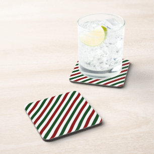Customizable Christmas Stripes Coaster